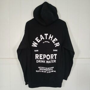 Weather Report Drink Water Hoodie Mens Size M Black Graphic Metaverse Pullover